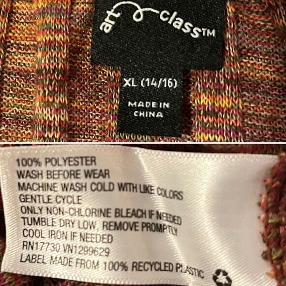 Art Class Button Ribbed Jumpsuit Lettuce Trim Girls Brown Multicolor XL 14 / 16 - Picture 8 of 10